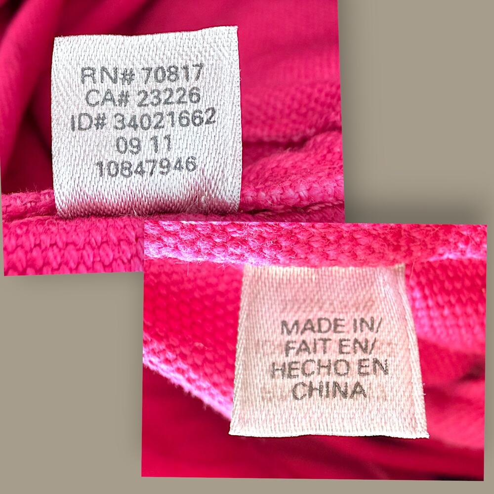 Victoria’s Secret Large Hot Pink Canvas Tote Bag Red Sequin Stripe Shopper 2011 - Picture 6 of 7